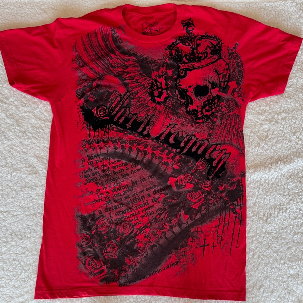 Chemistry Skull Crown Wing‎ Graphic T Shirt Red Streetwear Gothic Size M